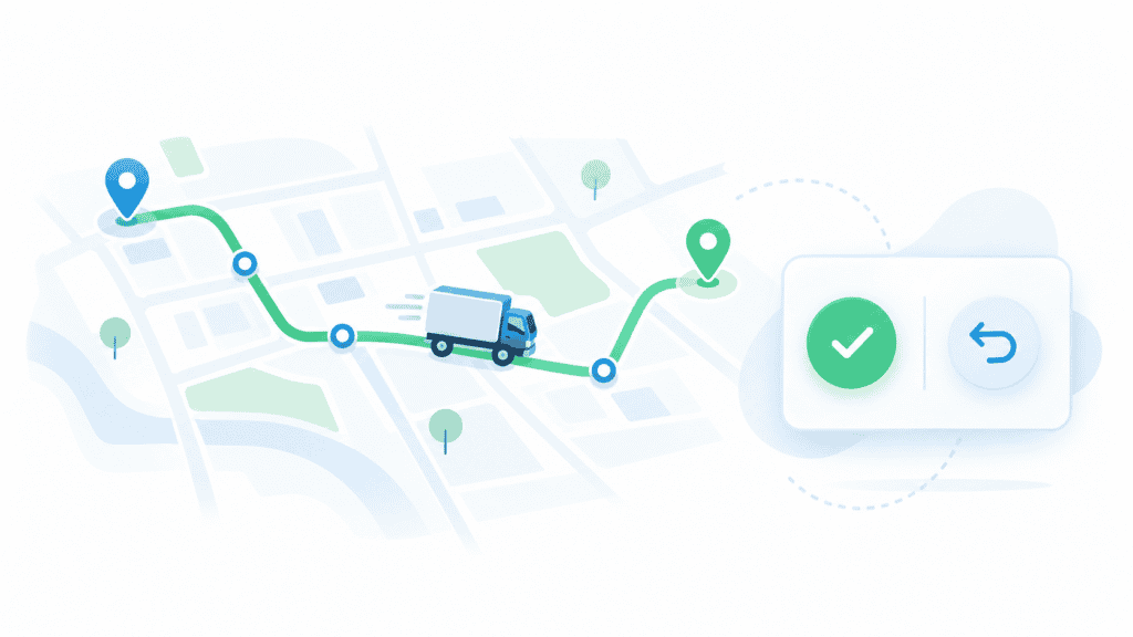 A route-optimization AI agent completing an action and offering an undo button instead of narrating what it could do.