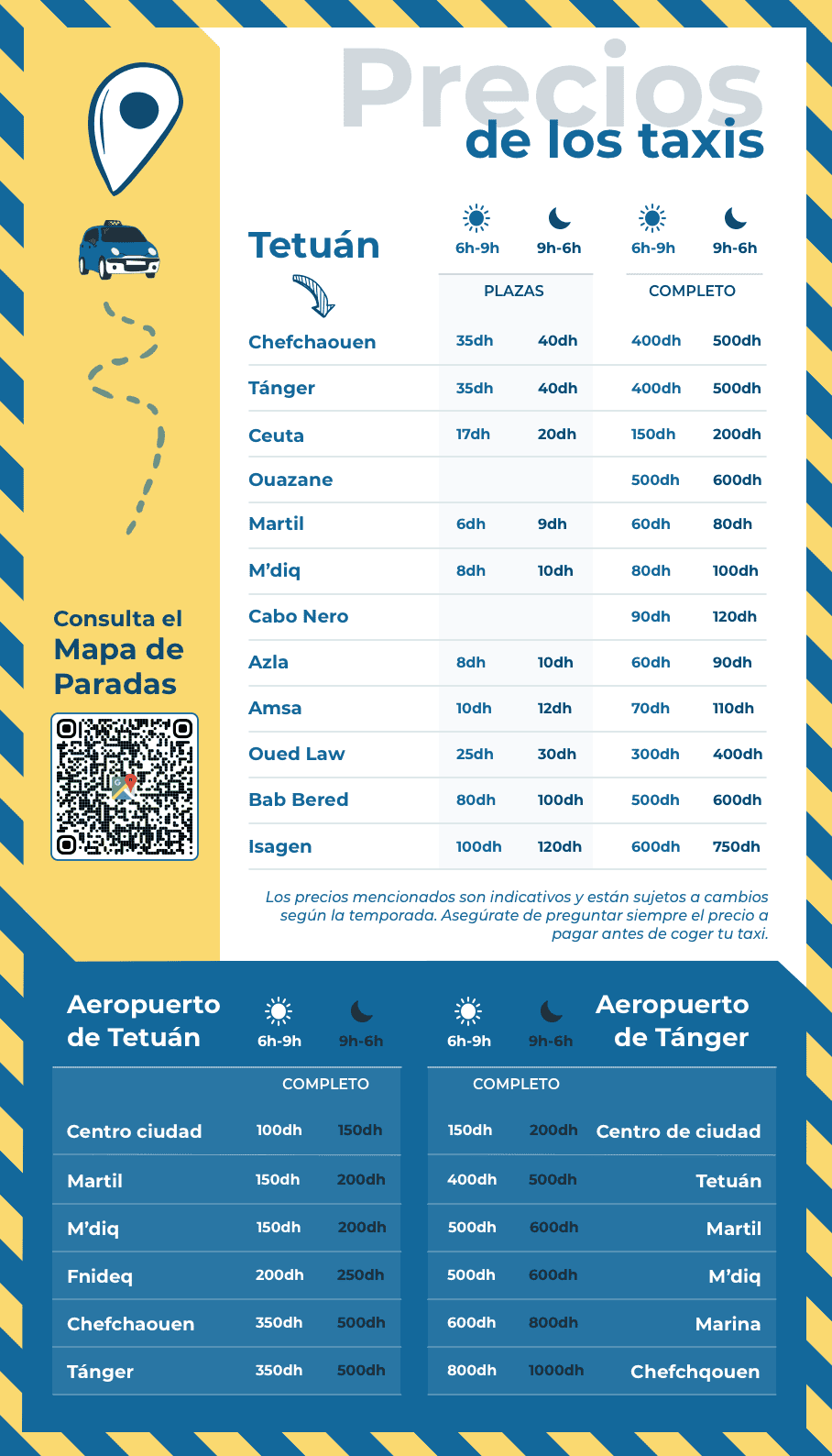 precios taxis tetuan tanger chaouen ceuta