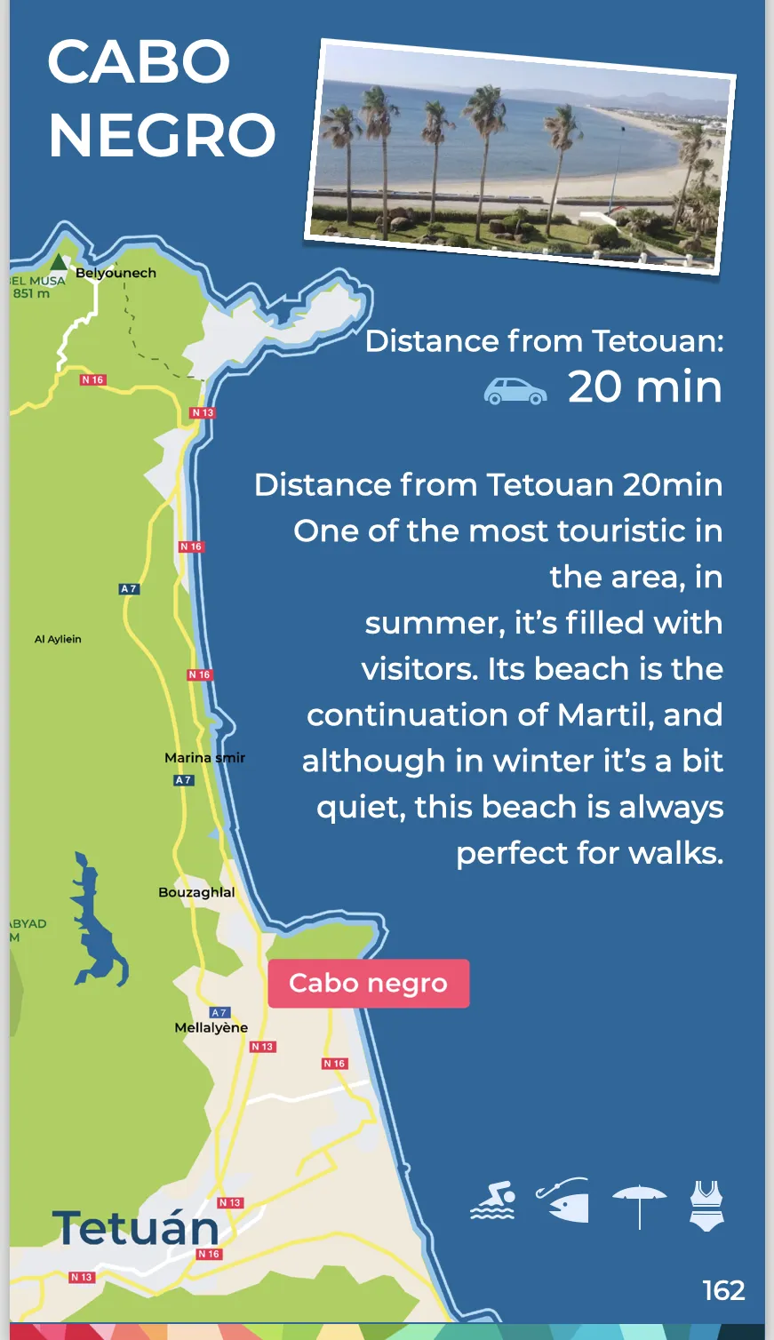 Cabo Negro, playa popular en Tetuán, ofrece arena dorada y aguas tranquilas, ideal para relajarse y.
