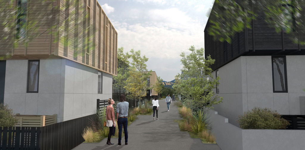 Modern Te Tumu Kāinga housing development with sustainable design and vibrant community spaces in Aotearoa.