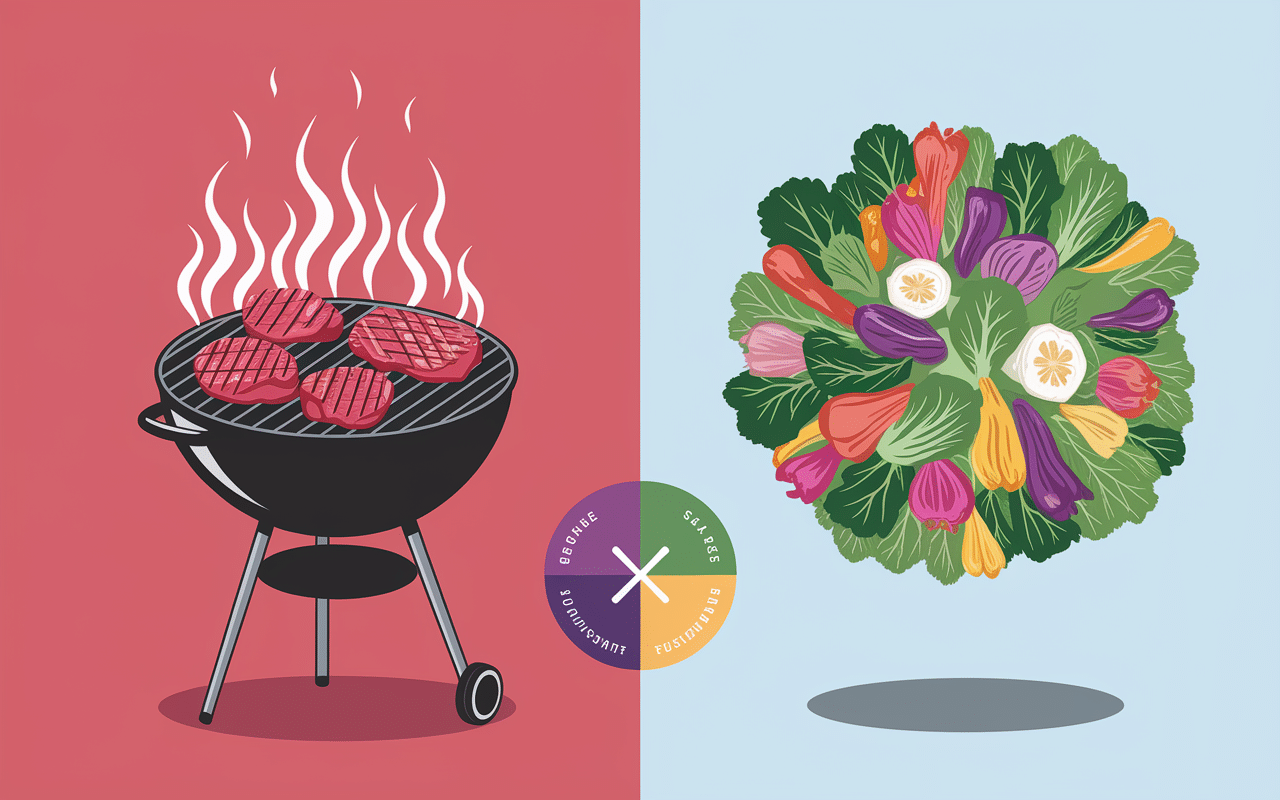 Équilibre entre grillades et salade fraîche