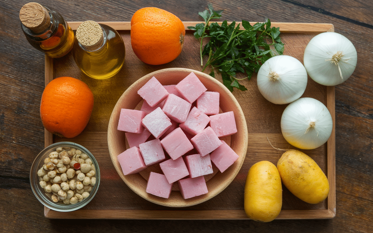 Ingrédients frais pour sauté de porc cookeo