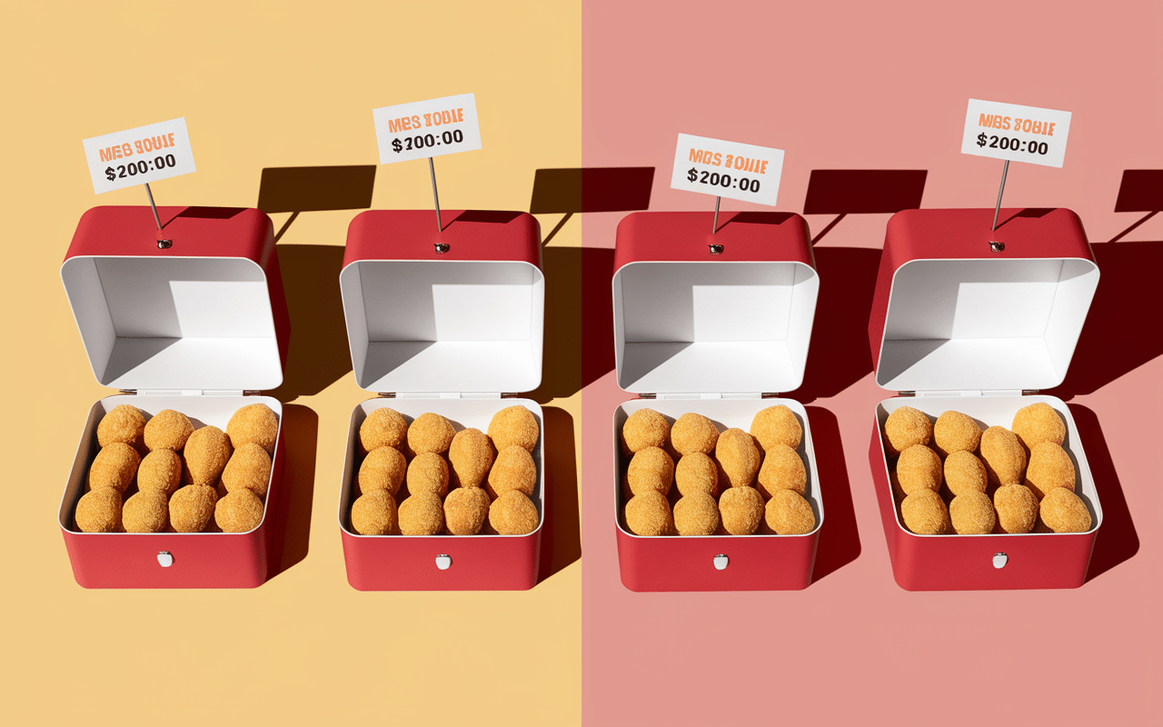 Boîtes de nuggets McDonald's avec prix