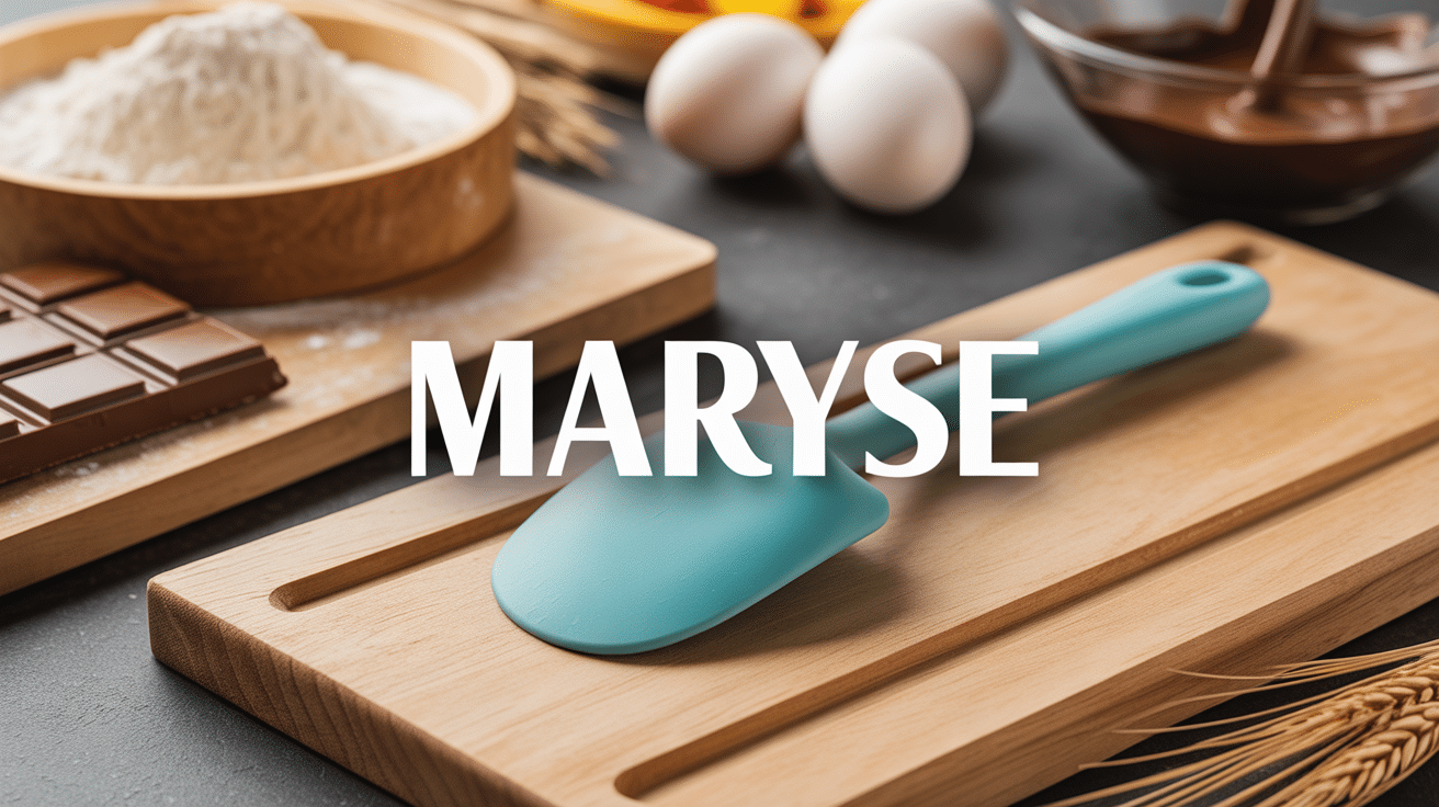 Maryse spatule silicone en cuisine avec ingrédients pâtisserie