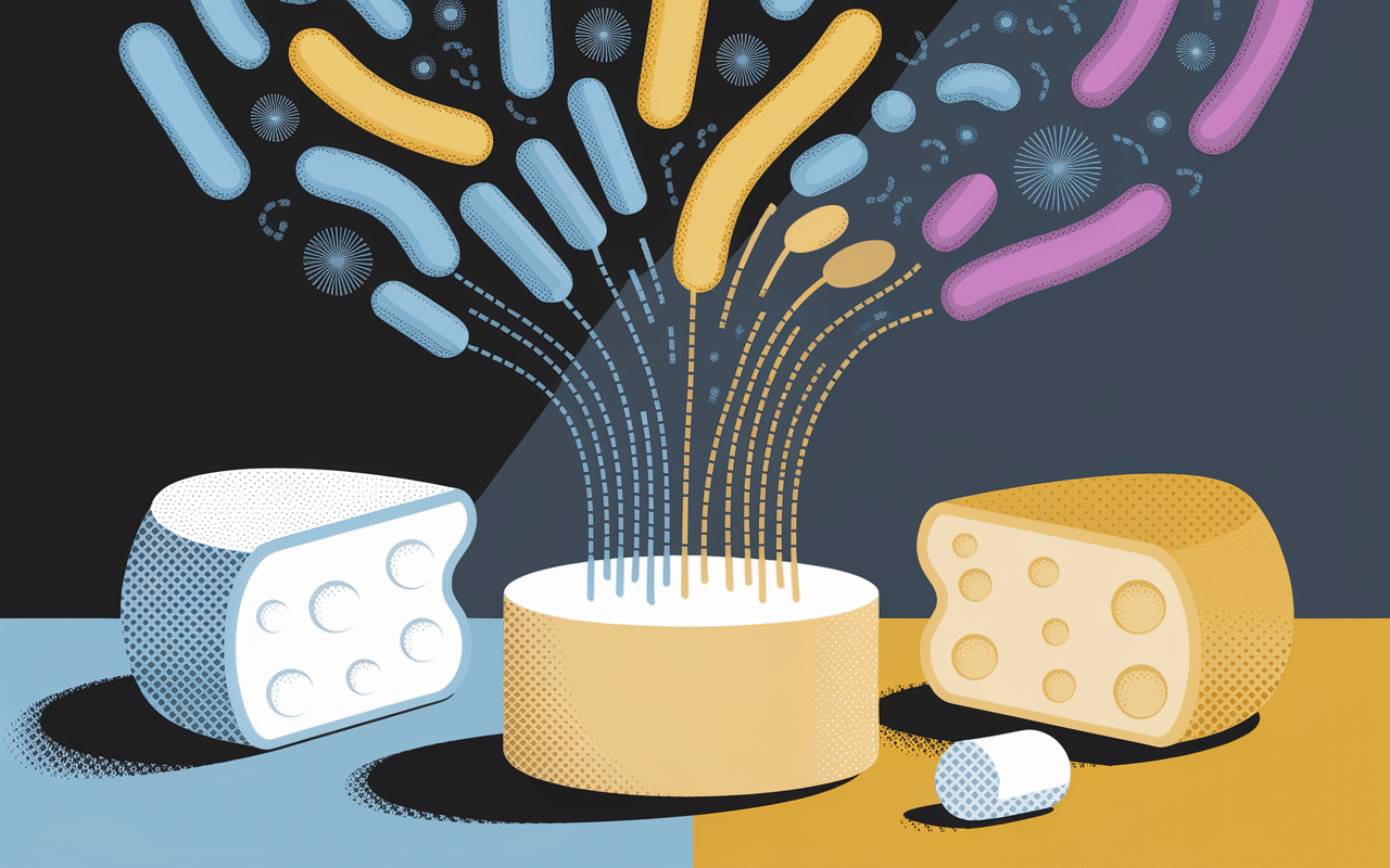 Schéma de fermentation du fromage fermenté bactéries et lait