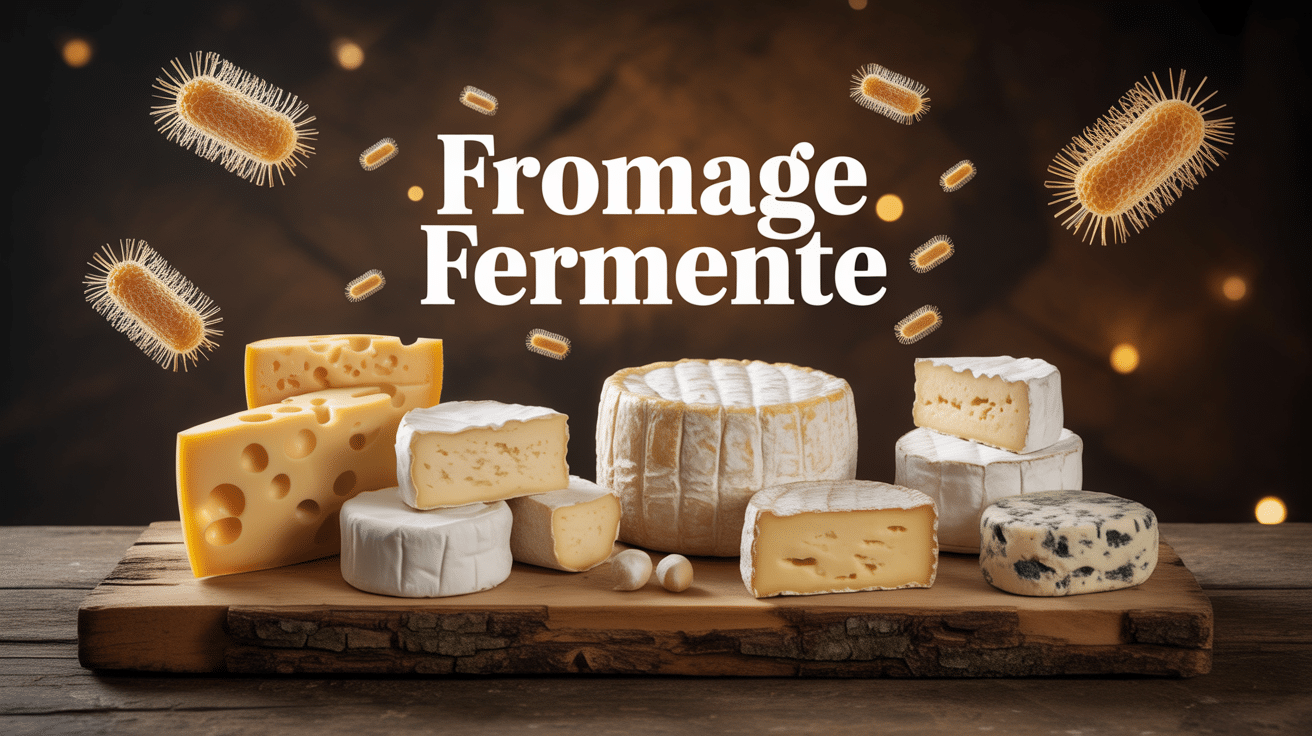 Planche de fromages fermentés artisanaux ambiance chaleureuse