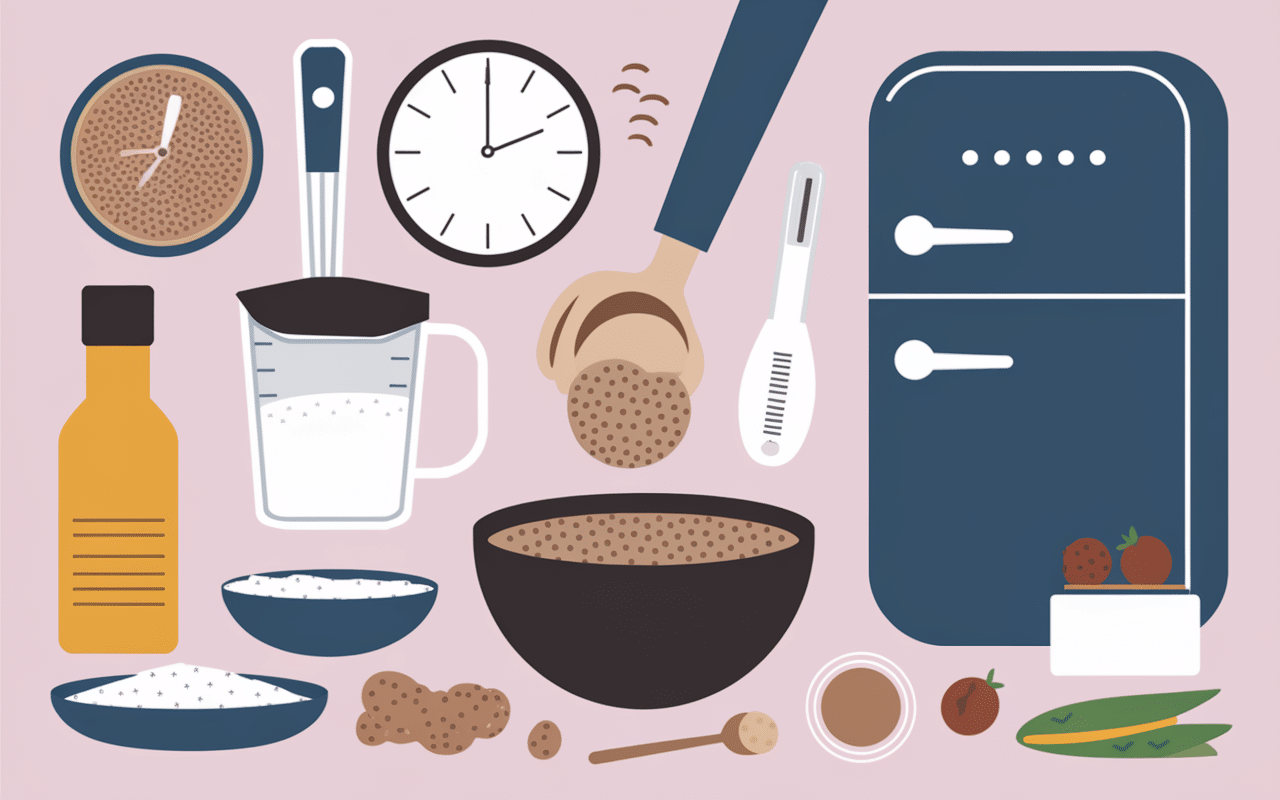 Préparation pudding graine de chia lait de coco étapes