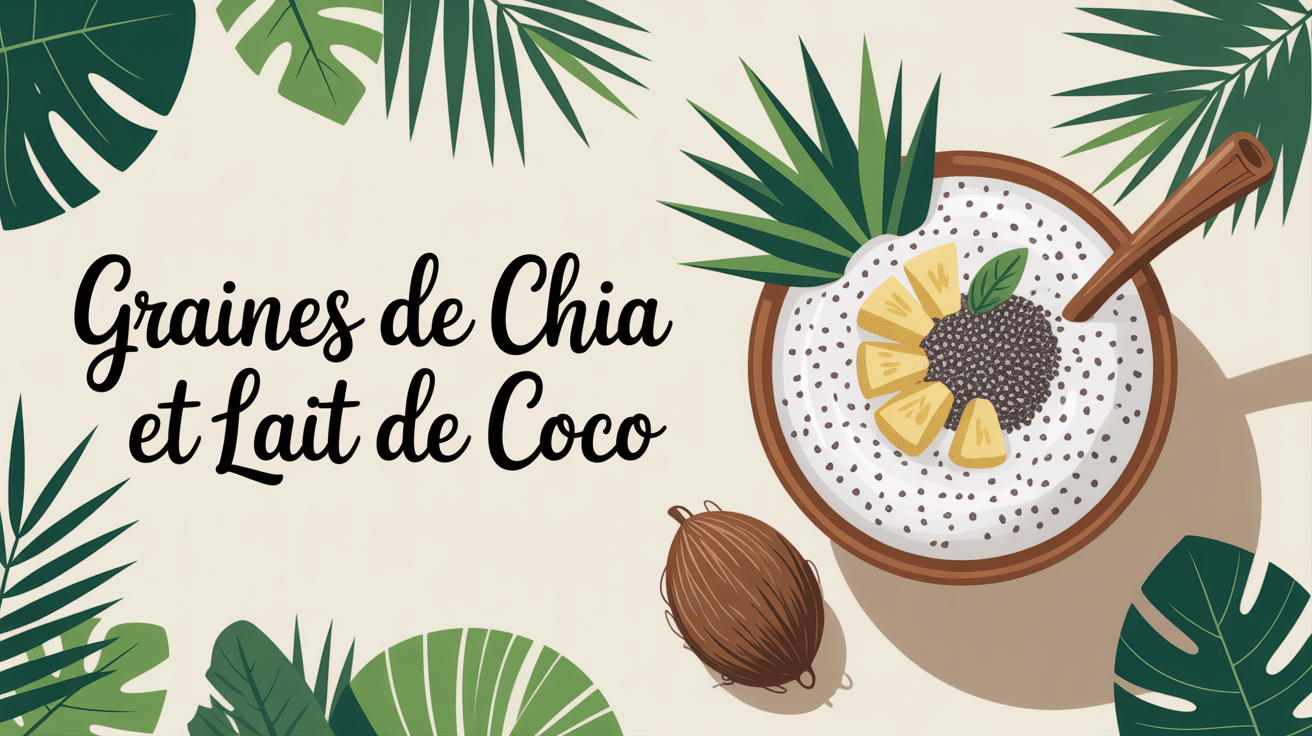 Pudding graine de chia lait de coco avec ananas et noix de coco