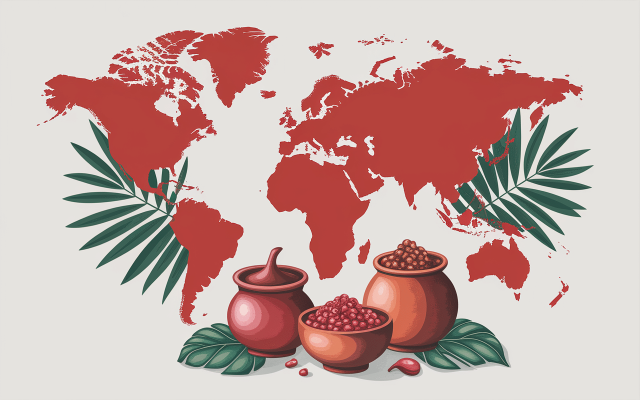 Carte asiatique avec piment pour sauce piment doux