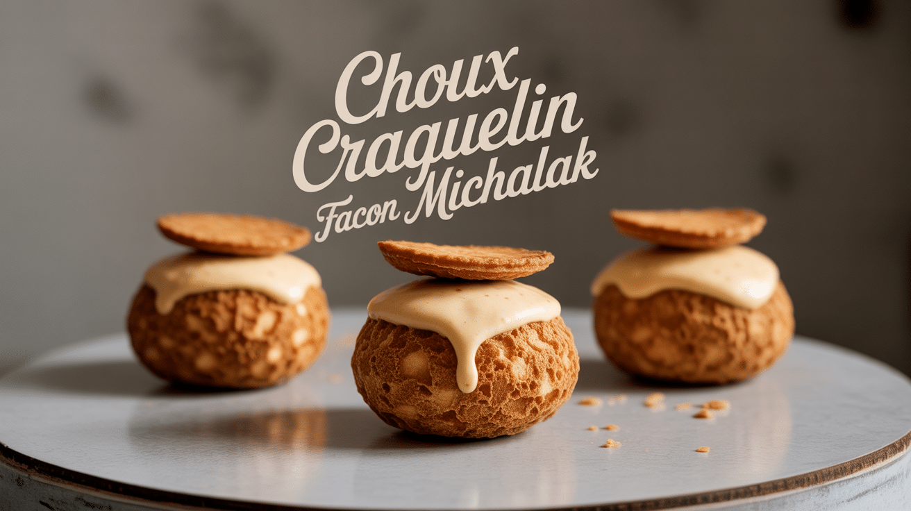 choux craquelin michalak dorés sur plateau pâtisserie