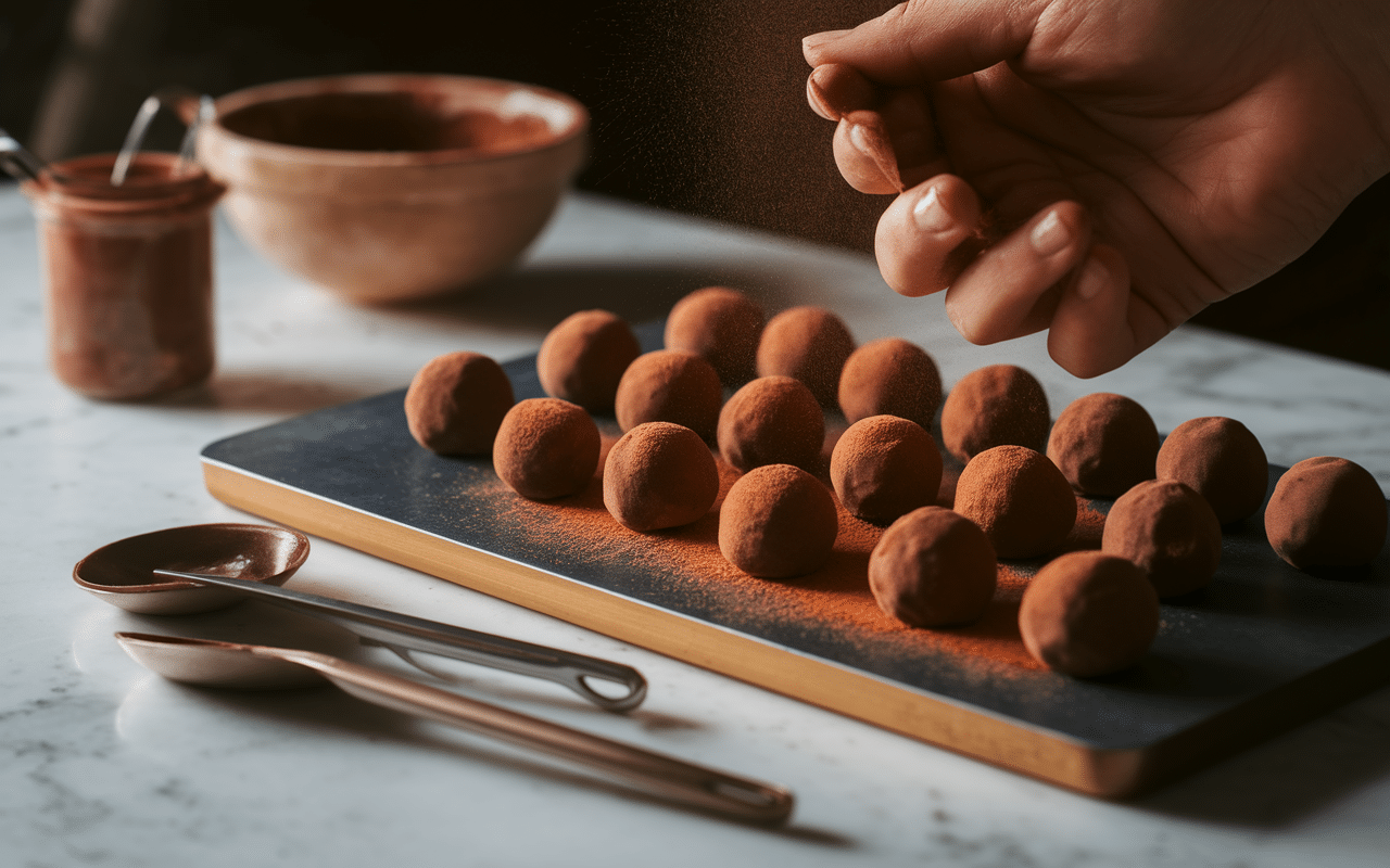 chocolats d'appellation truffes façonnés et roulés à la main