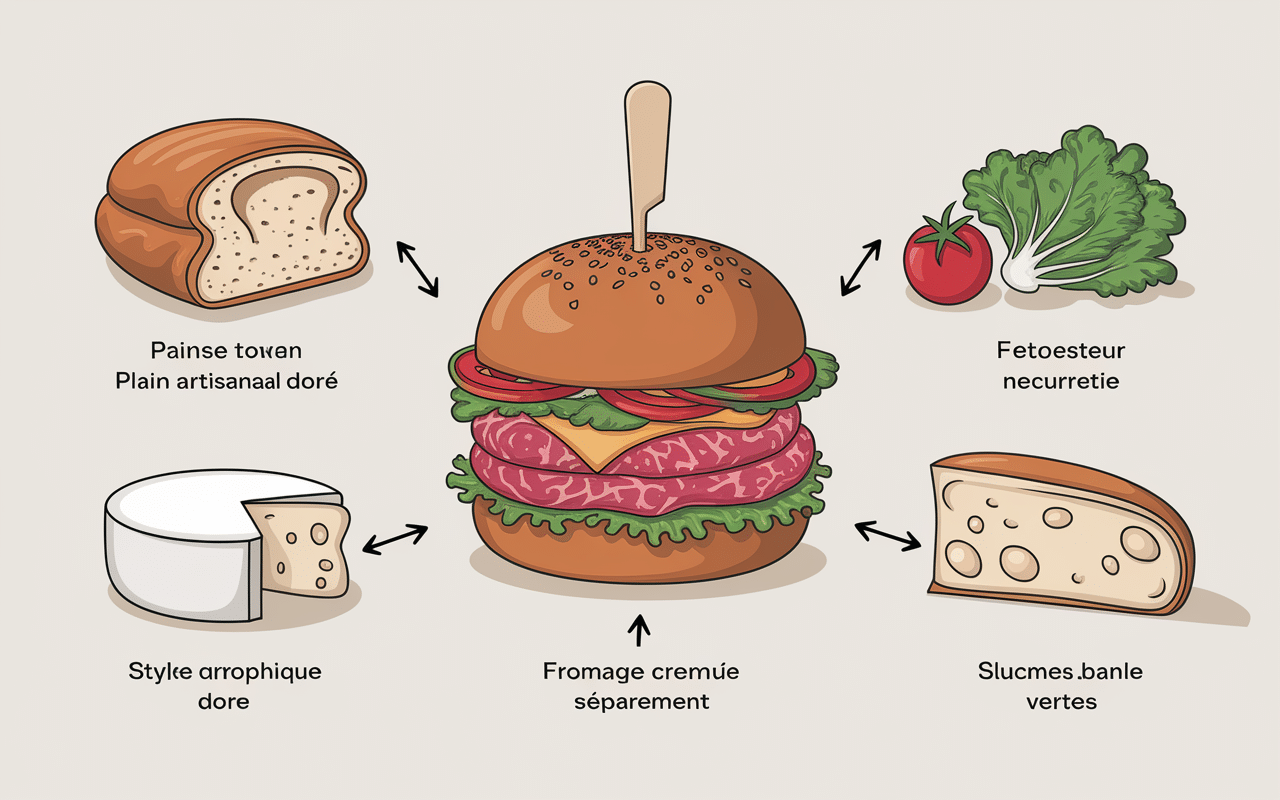 Ingrédients meilleur burger Nice pain viande légumes frais