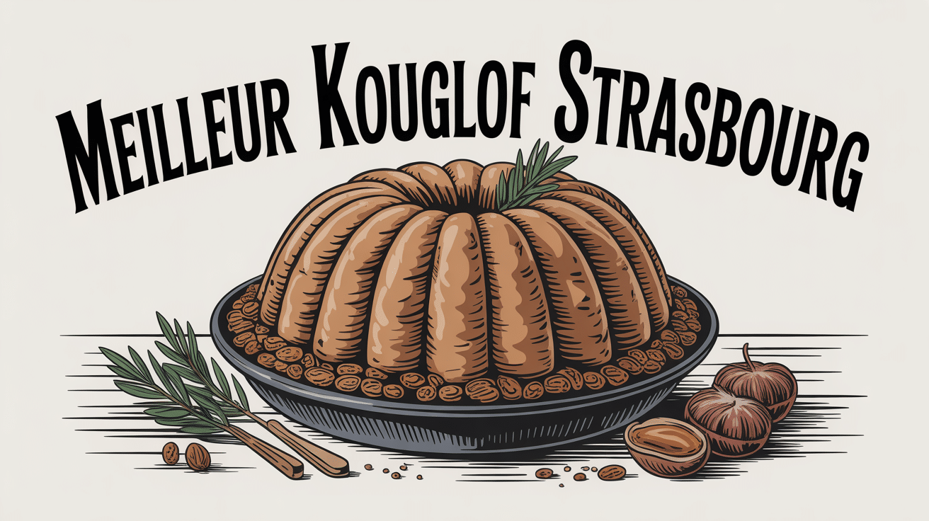Meilleur kouglof Strasbourg doré sur table bois ingrédients