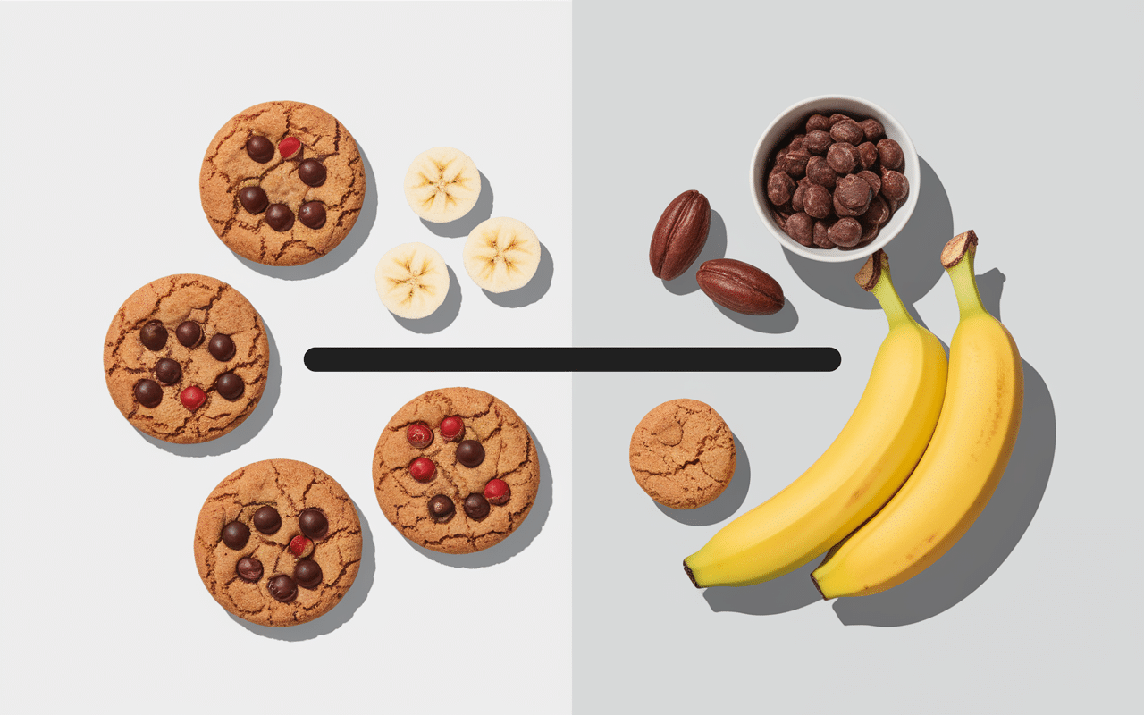 Balance nutritionnelle cookies banane beurre de cacahuete ingrédients naturels