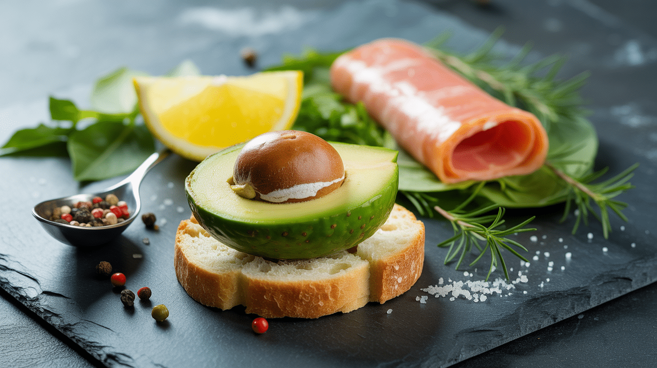 Ingrédients frais pour avocado toast saumon