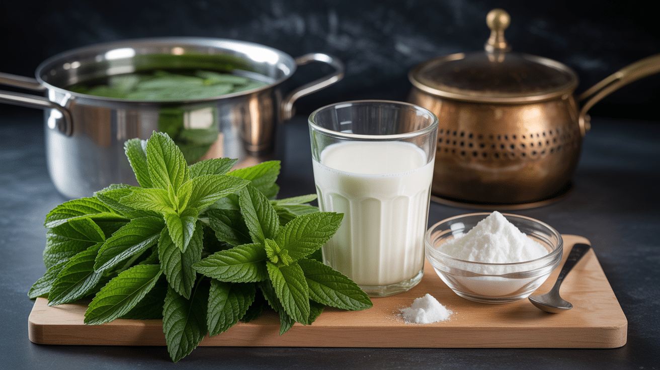 Ingrédients frais pour glace à la menthe