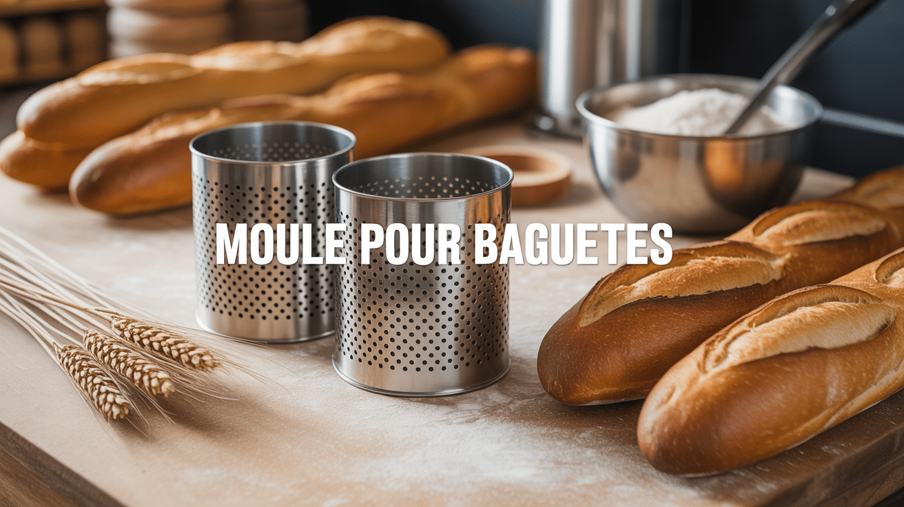 Moule pour baguettes metallique et baguettes fraichement cuites