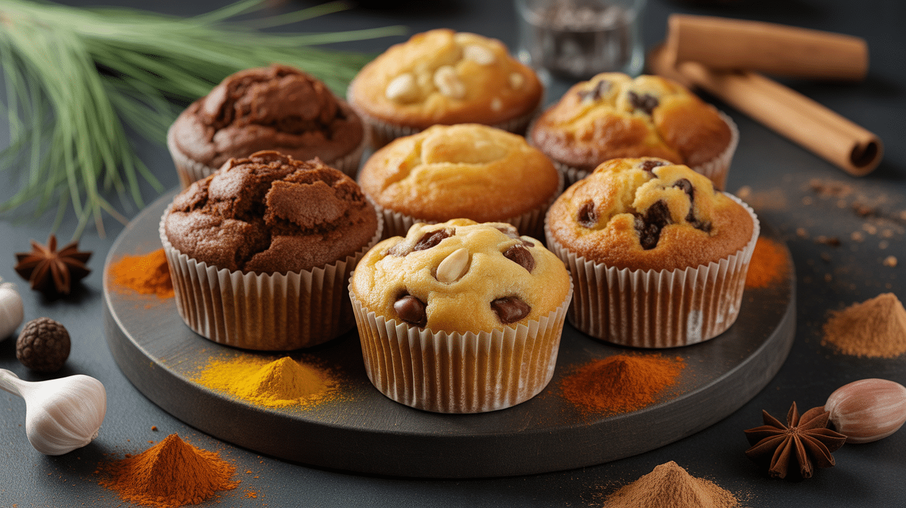 Muffins a la compote de pommes aux noix cannelle chocolat raisins