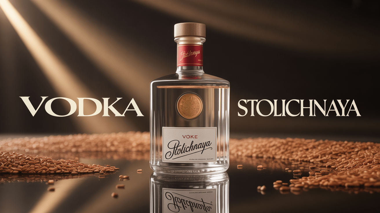 vodka stolichnaya bouteille élégante grains de blé