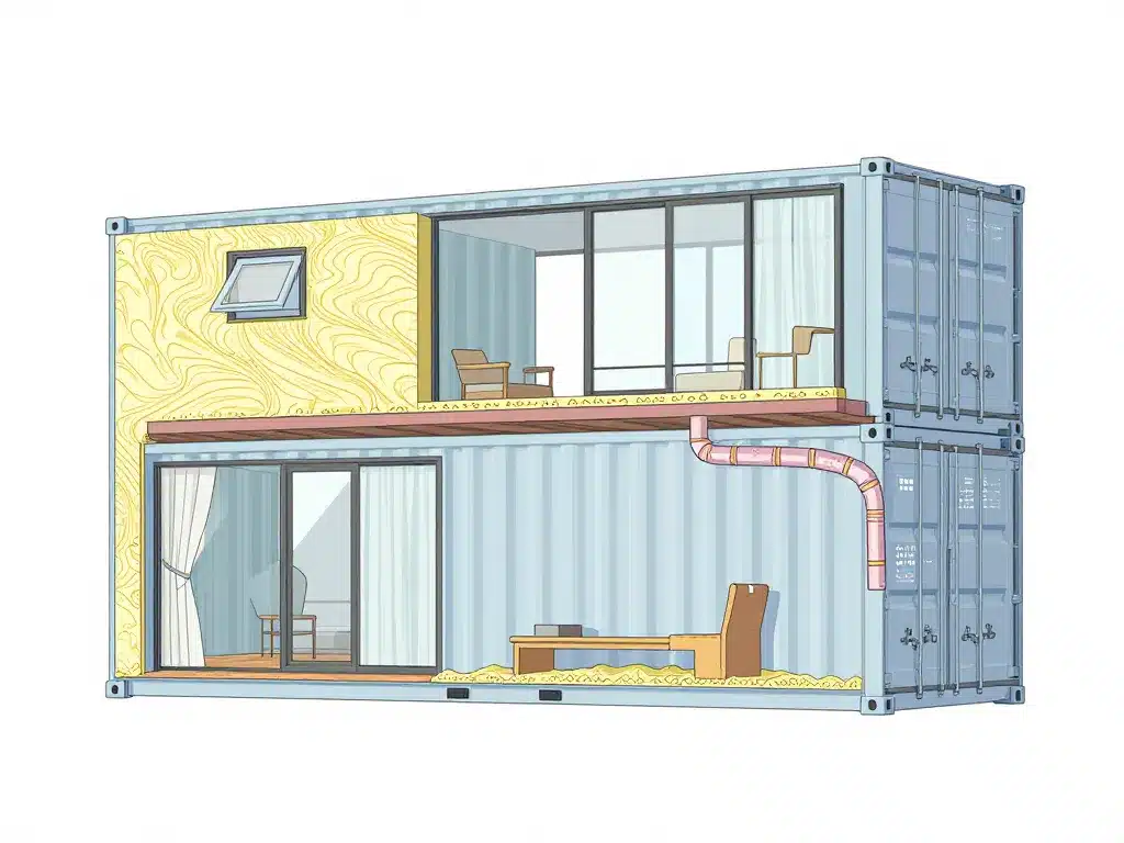 schéma confort et isolation conteneur aménagé