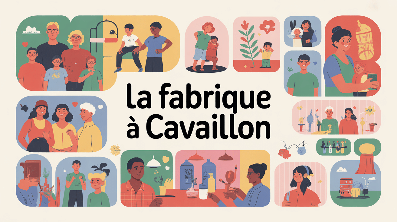 Illustration conviviale de la fabrique cavaillon avec public varié