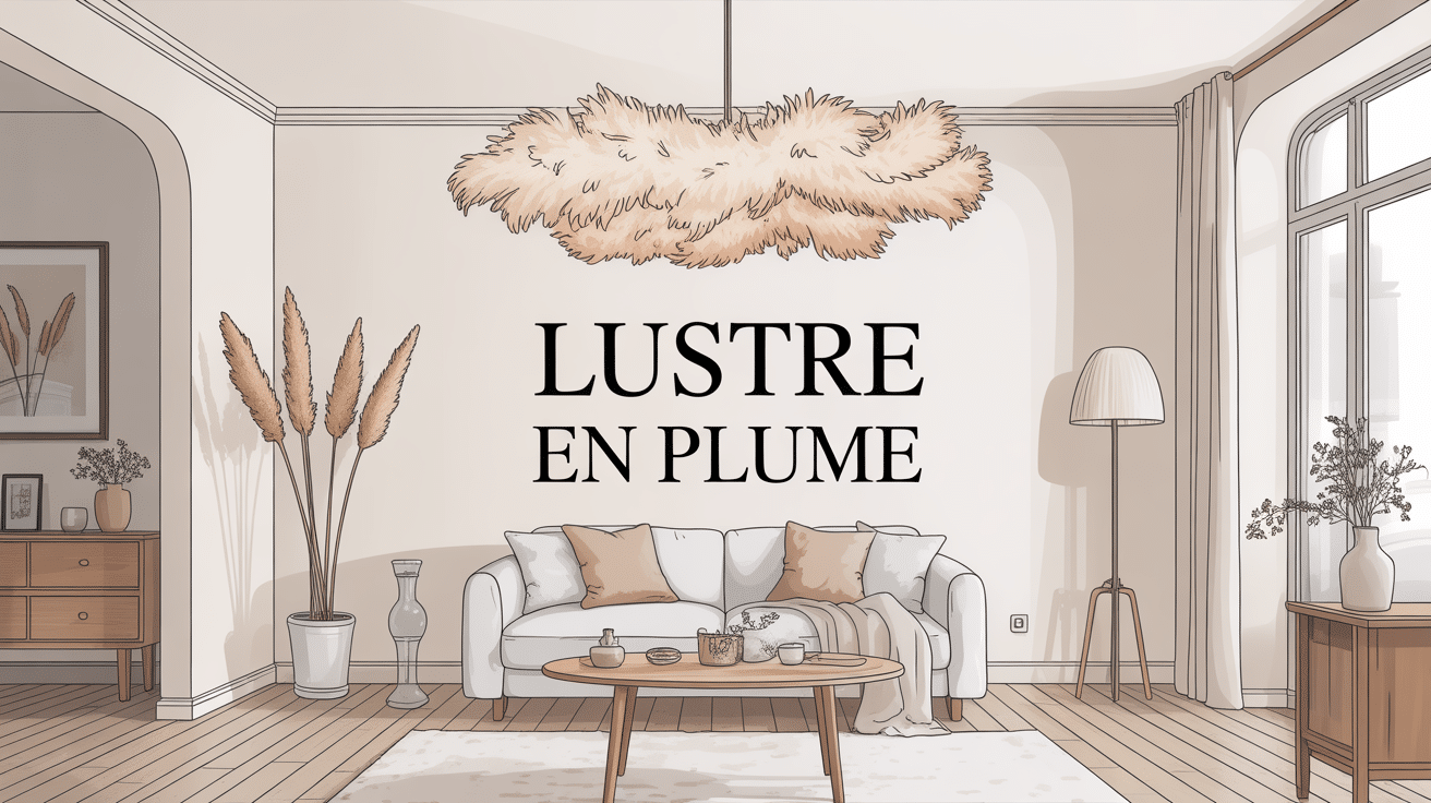 lustre en plume suspendu ambiance chaleureuse scandinave