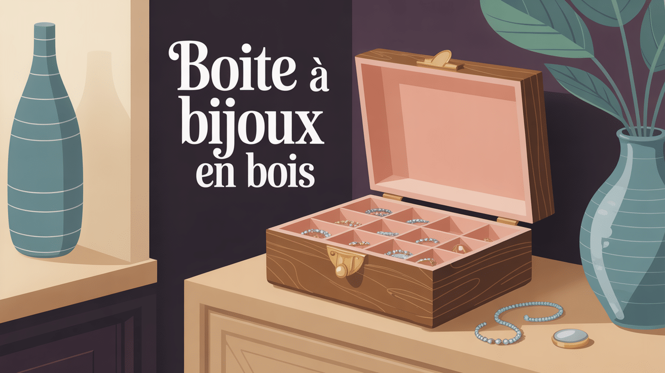 boite a bijoux bois ouverte sur commode moderne