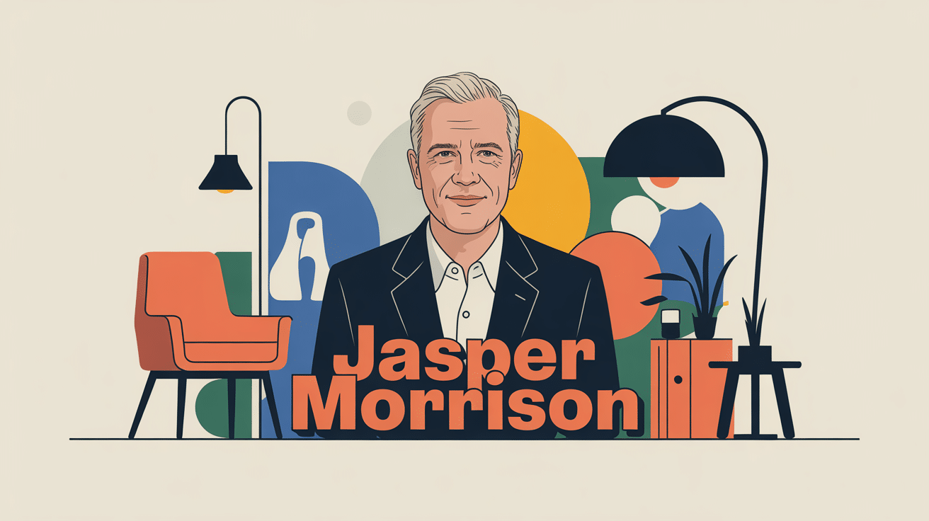 Portrait illustratif de Jasper Morrison minimaliste