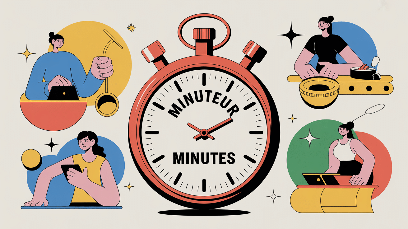 Illustration minuteur 15 minutes différents usages quotidiens