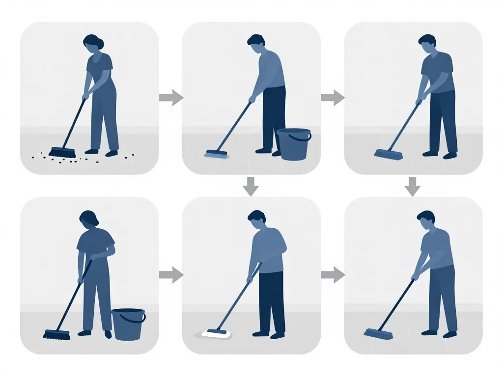 seau et serpillière, étapes nettoyage pro