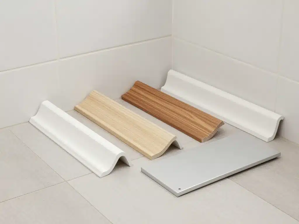comparatif visuel plinthe pour salle de bain carrelage pvc bois aluminium