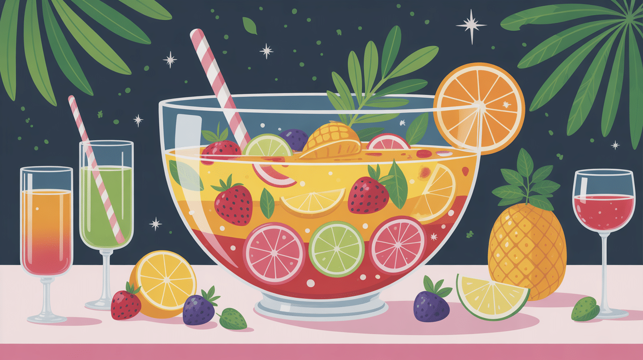 Saladier punch sans alcool fruits frais fête