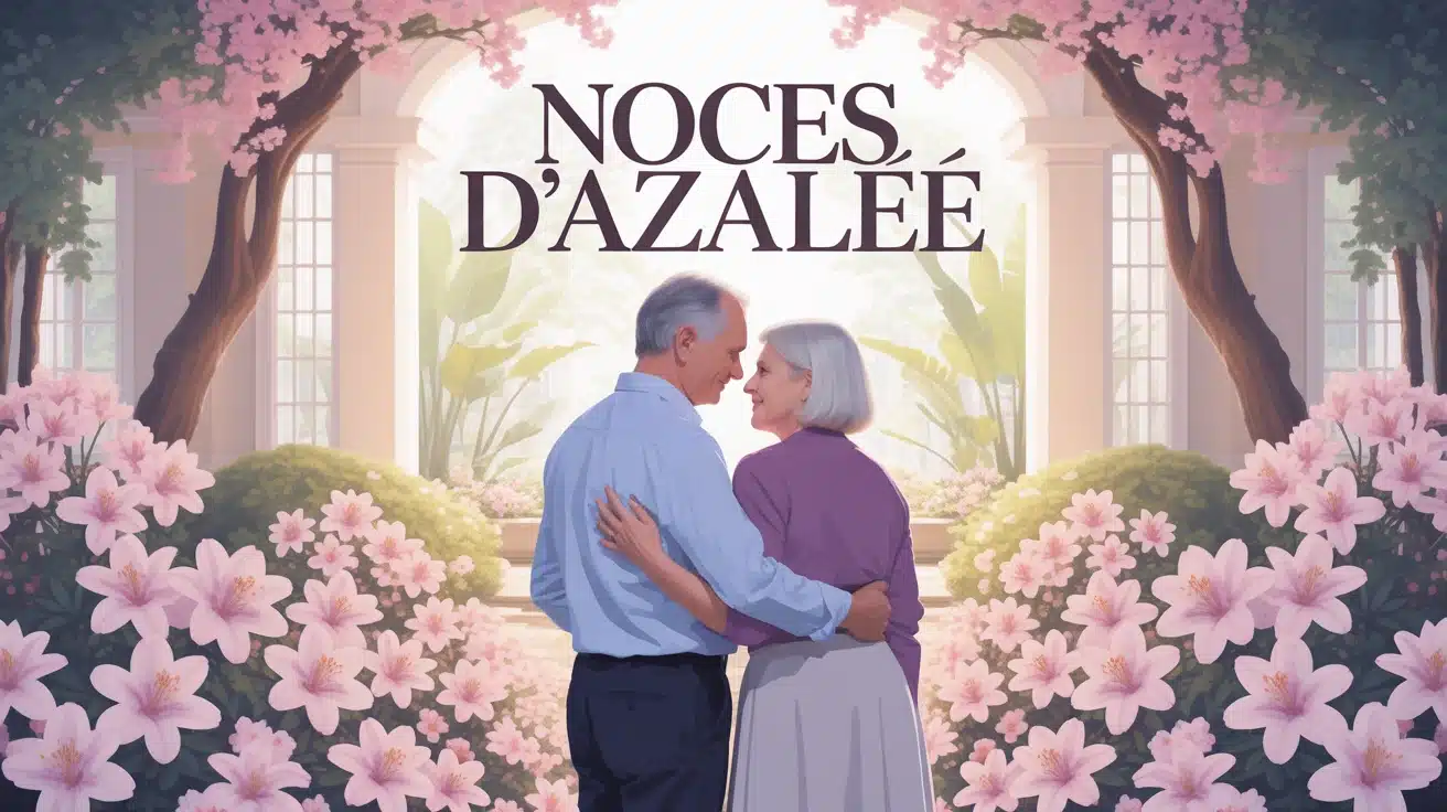 couple âgé entouré d azalées noces d azalée