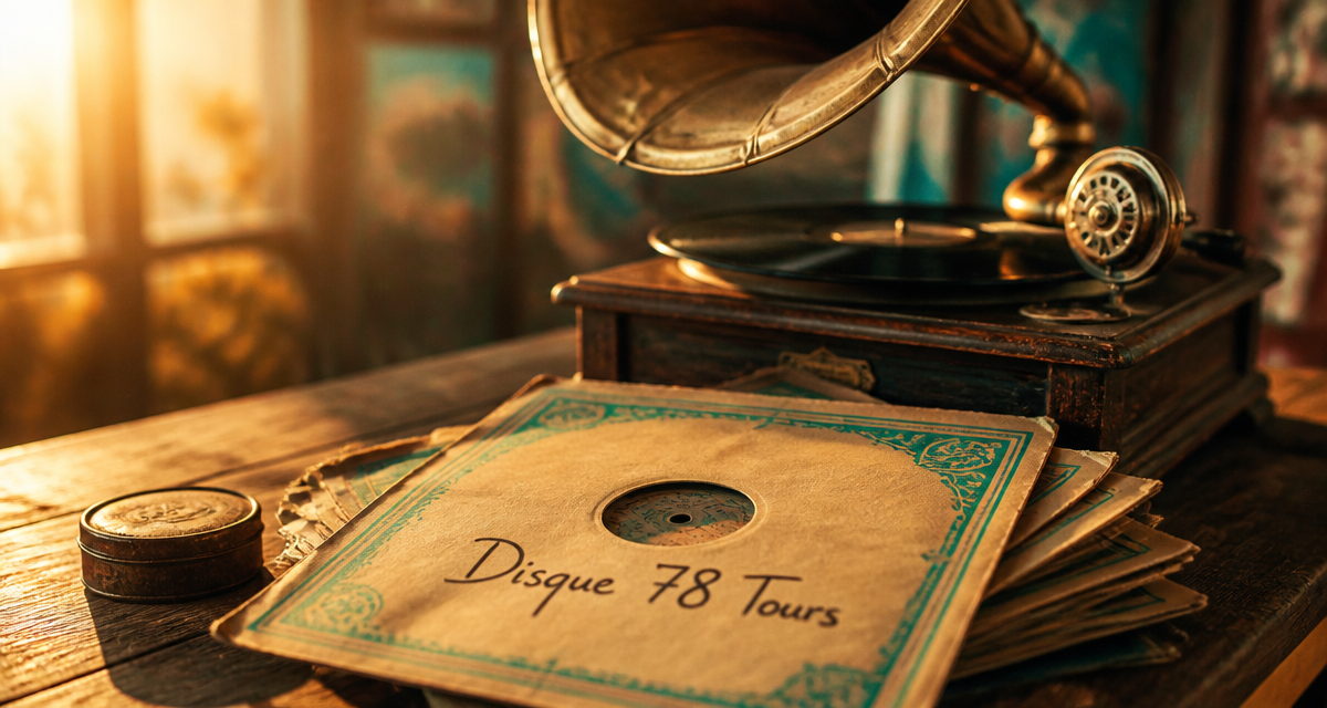 disque 78 tours sur gramophone ancien