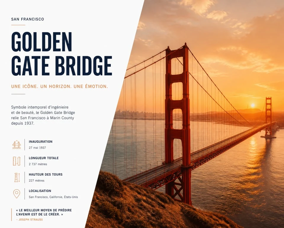 Vue panoramique du Golden Gate Bridge, incontournable à voir à San Francisco