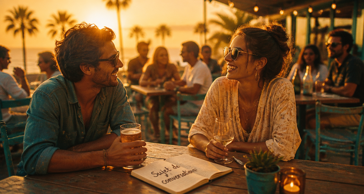 Sujet de conversation entre amis en terrasse