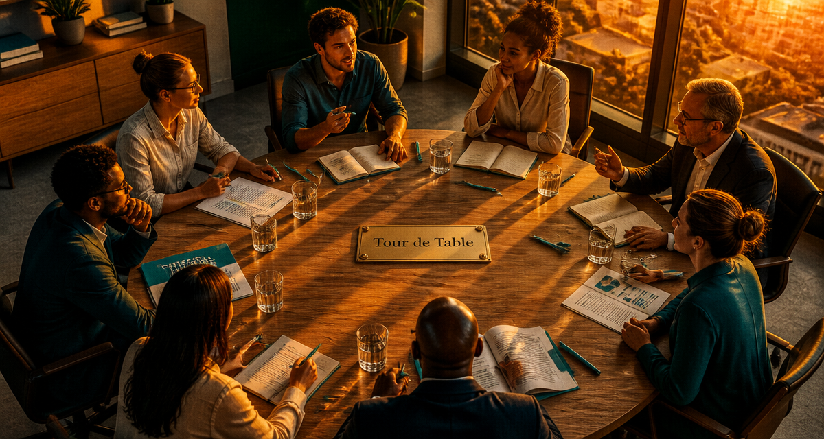 Tour de table autour d'une table ronde en réunion