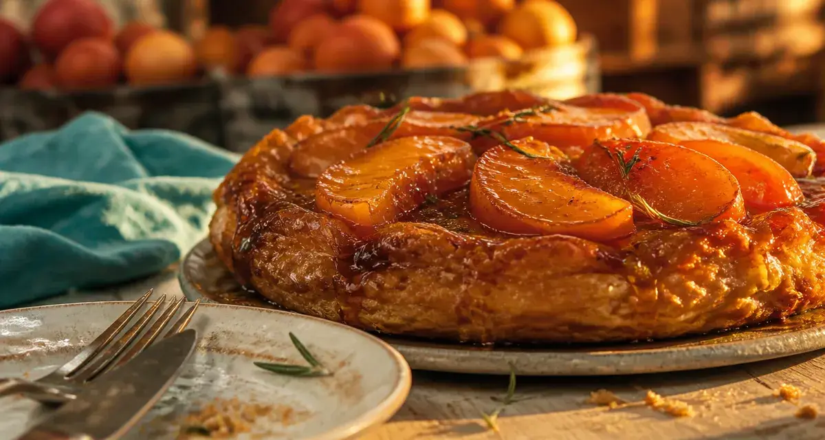 Desserts pêches : tarte tatin aux pêches dorée