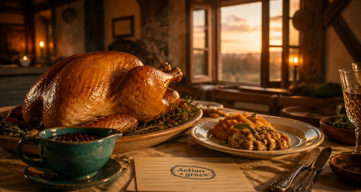 Qu est ce que thanksgiving : dinde rôtie et sauce canneberge, table de fête américaine