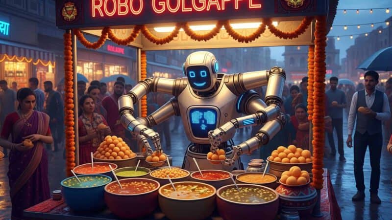 गोलगप्पे वाला रोबोट: जब मशीन ने परोसा प्यार का स्वाद