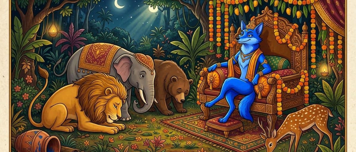 पंचतंत्र — नीले सियार की कहानी: जब एक सियार बना जंगल का राजा