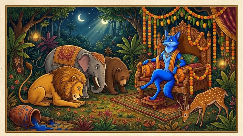 पंचतंत्र — नीले सियार की कहानी: जब एक सियार बना जंगल का राजा