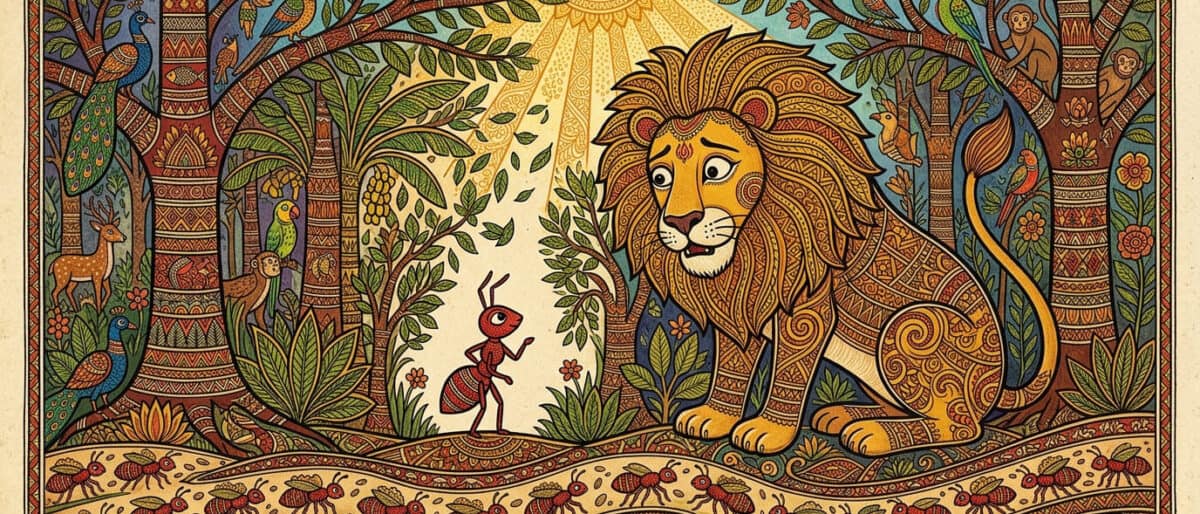 शेर और चींटी: घमंड का अंत और मेहनत की जीत