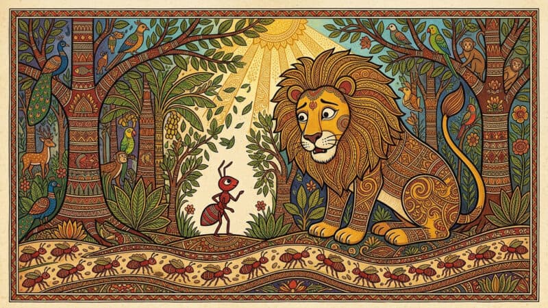 शेर और चींटी: घमंड का अंत और मेहनत की जीत