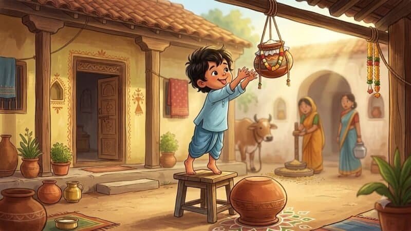 माखन चोर कृष्ण की कहानी: जब यशोदा ने मटकी छत पर टांग दी