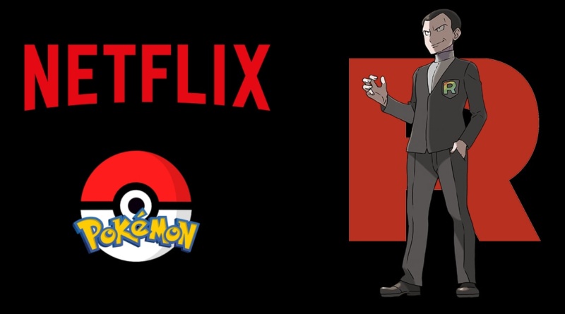 Pokemon Banner featuring Netflix Logo, Pokeball, Pokemon, Giovanni and Team Rocket