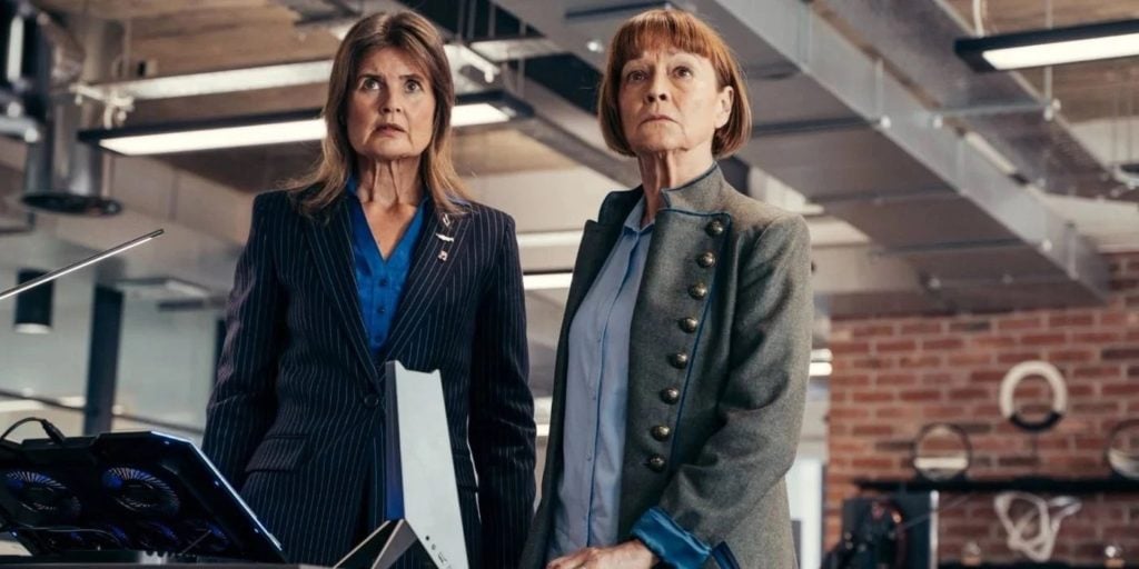 Sophie Aldred as Ace Janet Fielding as Tegan Jovanka.