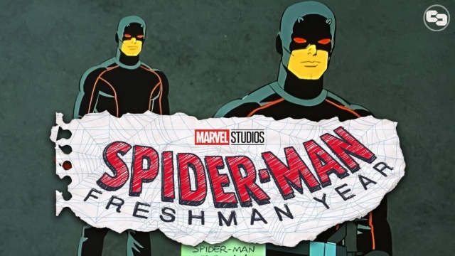 Two animated Spider-Man characters from "Spider-Man: Freshman Year" in superhero costumes.