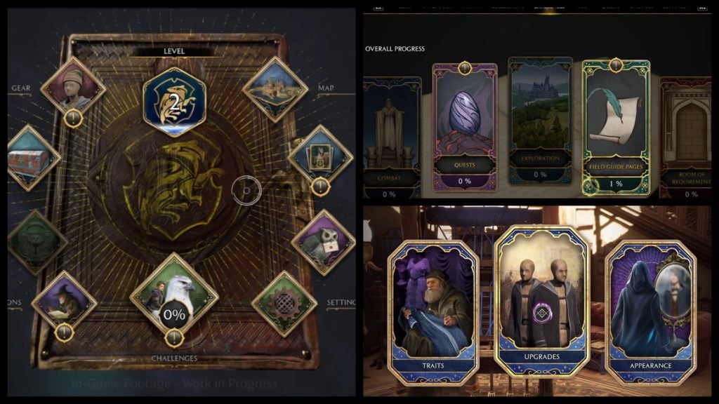 Menu and UI for Hogwarts Legacy