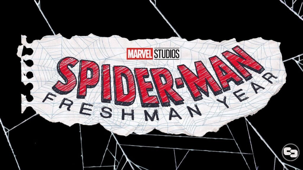 High school Spider-Man logo with web background, related to 'Spider-Man: Freshman Year' series.